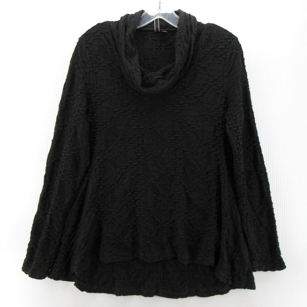 Sno Skins Top Medium Swing Blouse Crinkle Textured Cowl Neck USA
